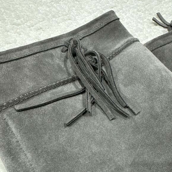 UGG Emerie Knee High Flat Boots Charcoal Gray Suede Tassel Charm  Sz 7 - Picture 8 of 10